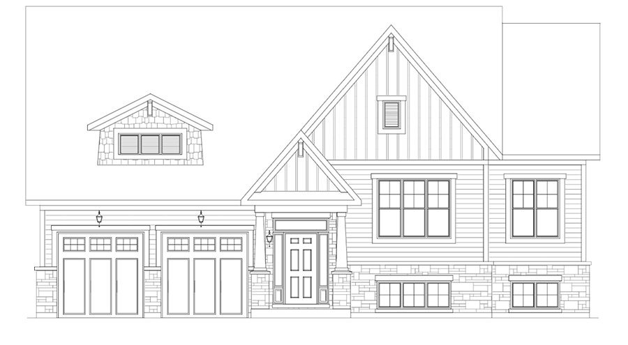 Front elevation plan of Charmcraft home in Collingwood.
