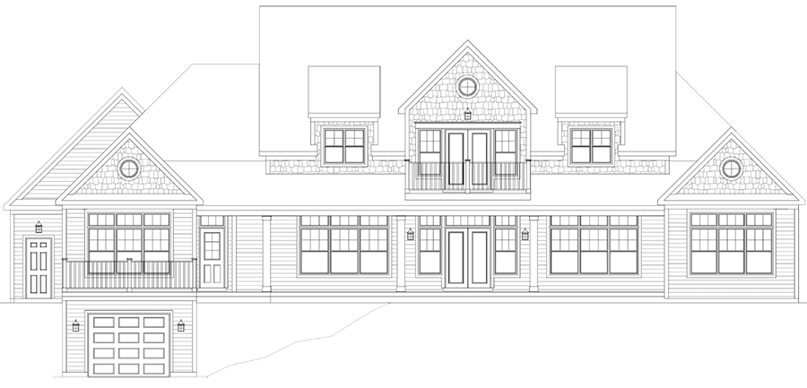 Front elevation plan of Georgian Bay Beach House