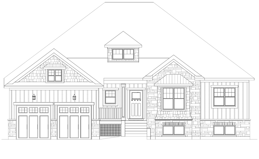 Front elevation plan of Great Oak home in Collingwood.