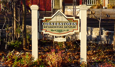 Cornerstones Residential Design Inc. street sign.